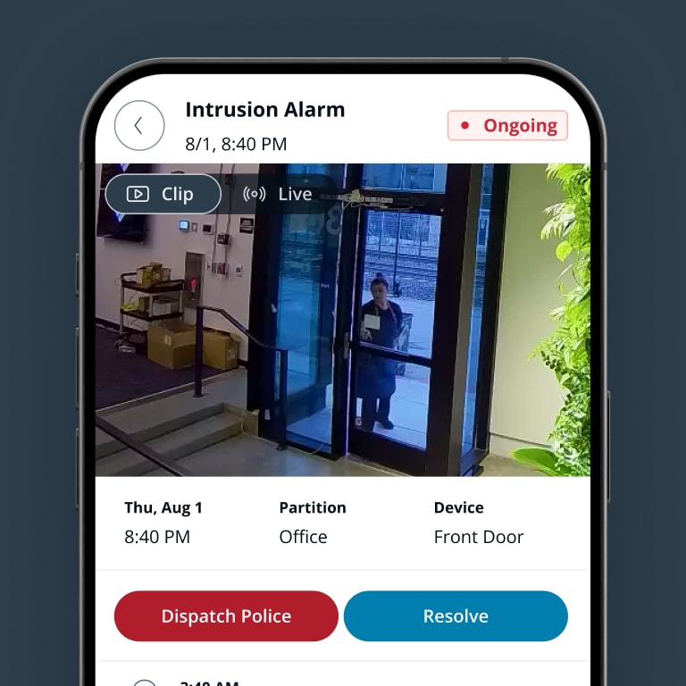 Verificación visual de una alarma en Verkada