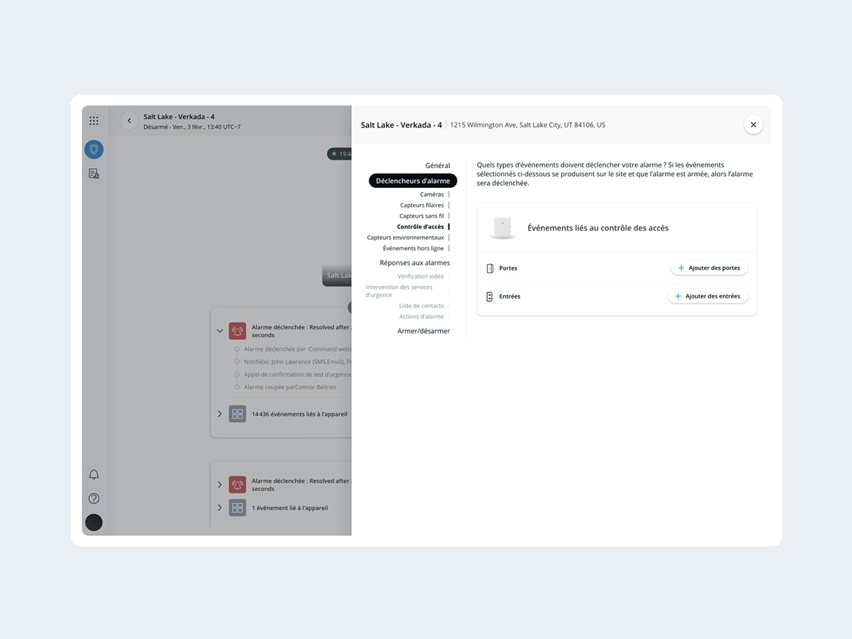 Associez l’AX11 à une caméra Verkada pour bénéficier de l’identification vidéo intégrée des événements et des déclenchements d’alarme.