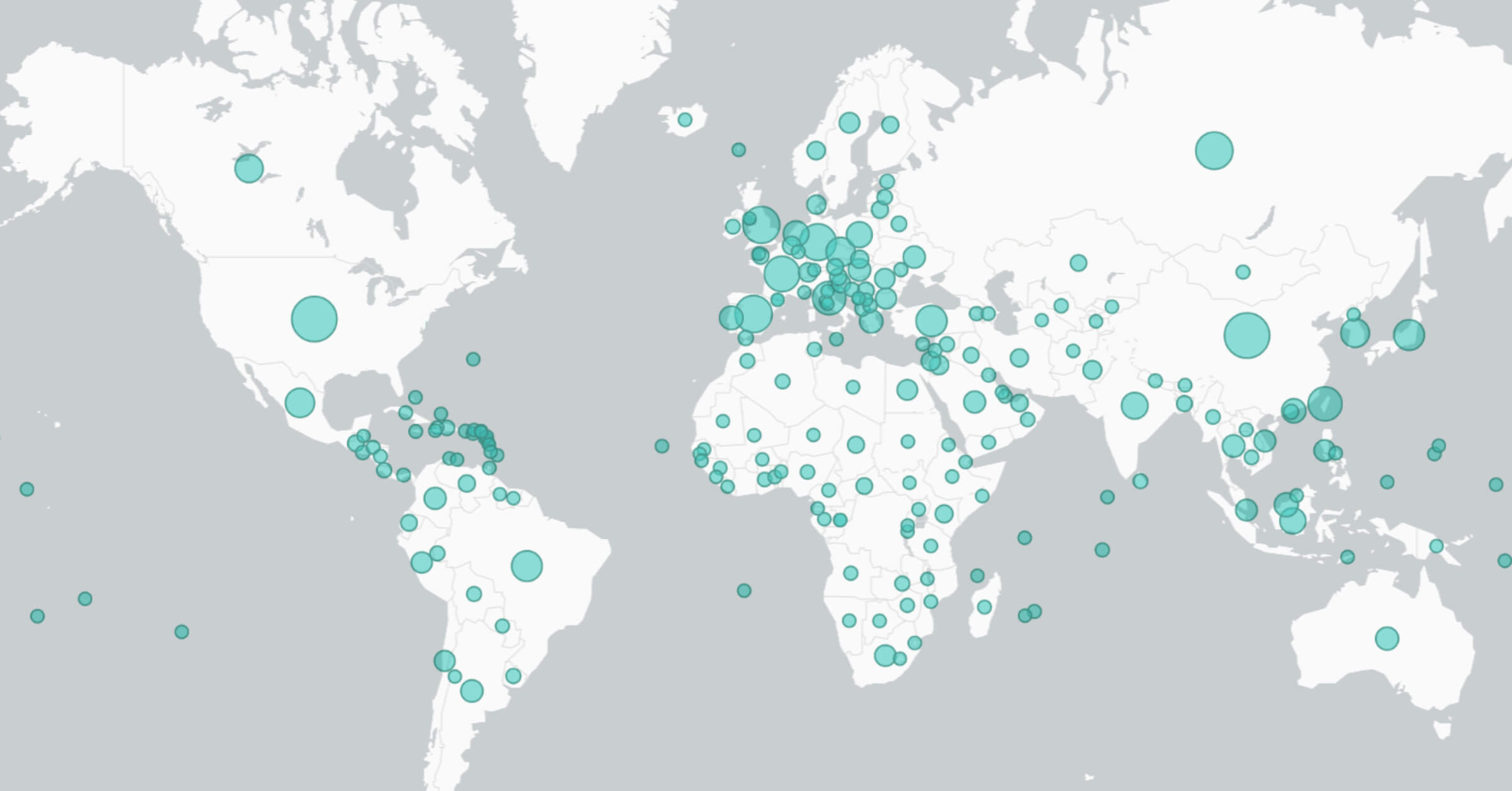 A map showing that attacks have propagated all over the globe